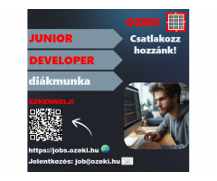 Junior fejlesztő - Diákmunka ősztől